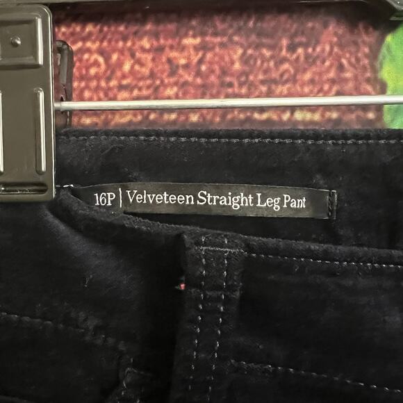 Talbots Velveteen Straight Leg Pants 16P Petite Christmas Critters Trees Blue - Picture 5 of 6